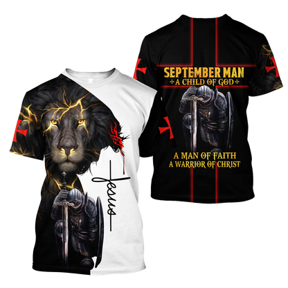 September Guy A Child Of God A Man Of Faith A Warrior Of Christ 3D All Over Printed Shirts TA09202001S9
