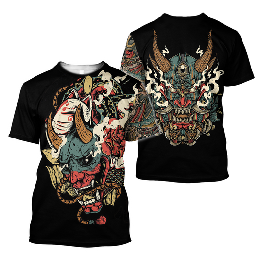 Oni Mask Tattoo 3D All Over Printed Unisex Shirt