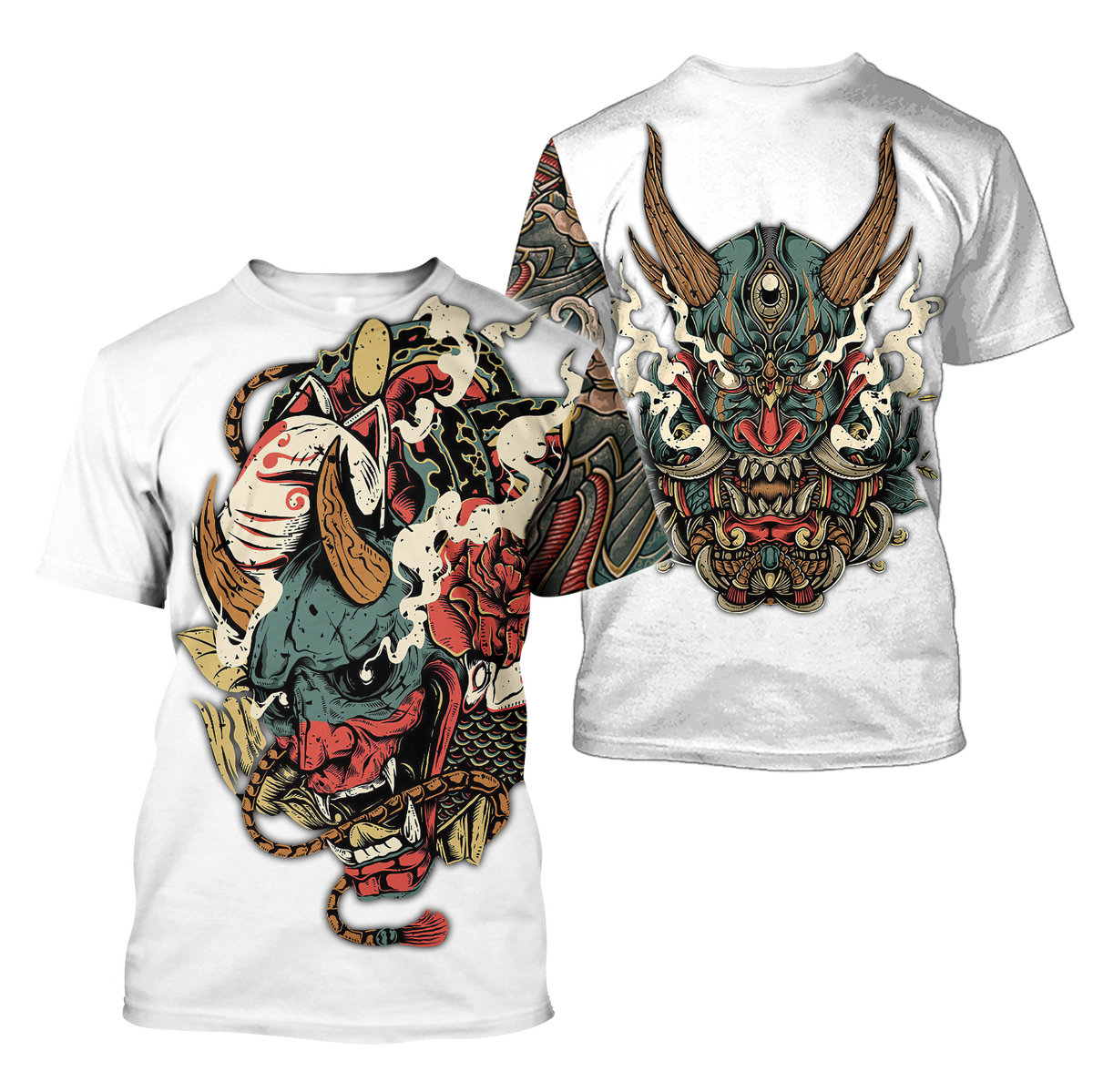 Oni Mask White Tattoo 3D All Over Printed Unisex Shirt