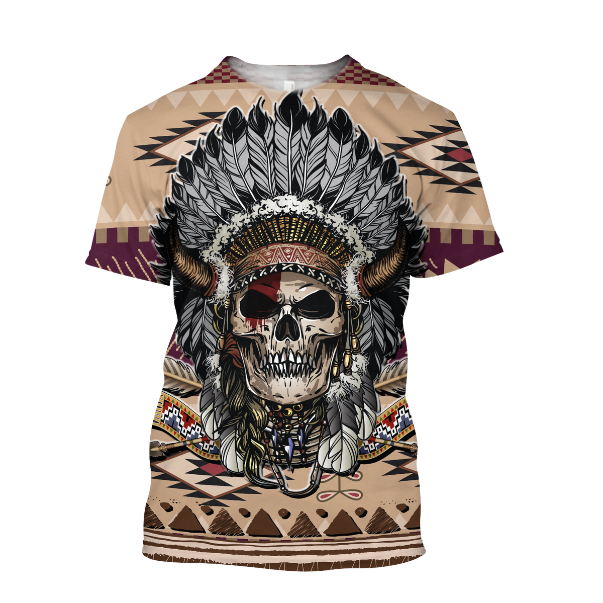 Love Skull native 3D all over printed for man and women QB06062004-Apparel-PL8386-T- Shirt-S-Vibe Cosy™