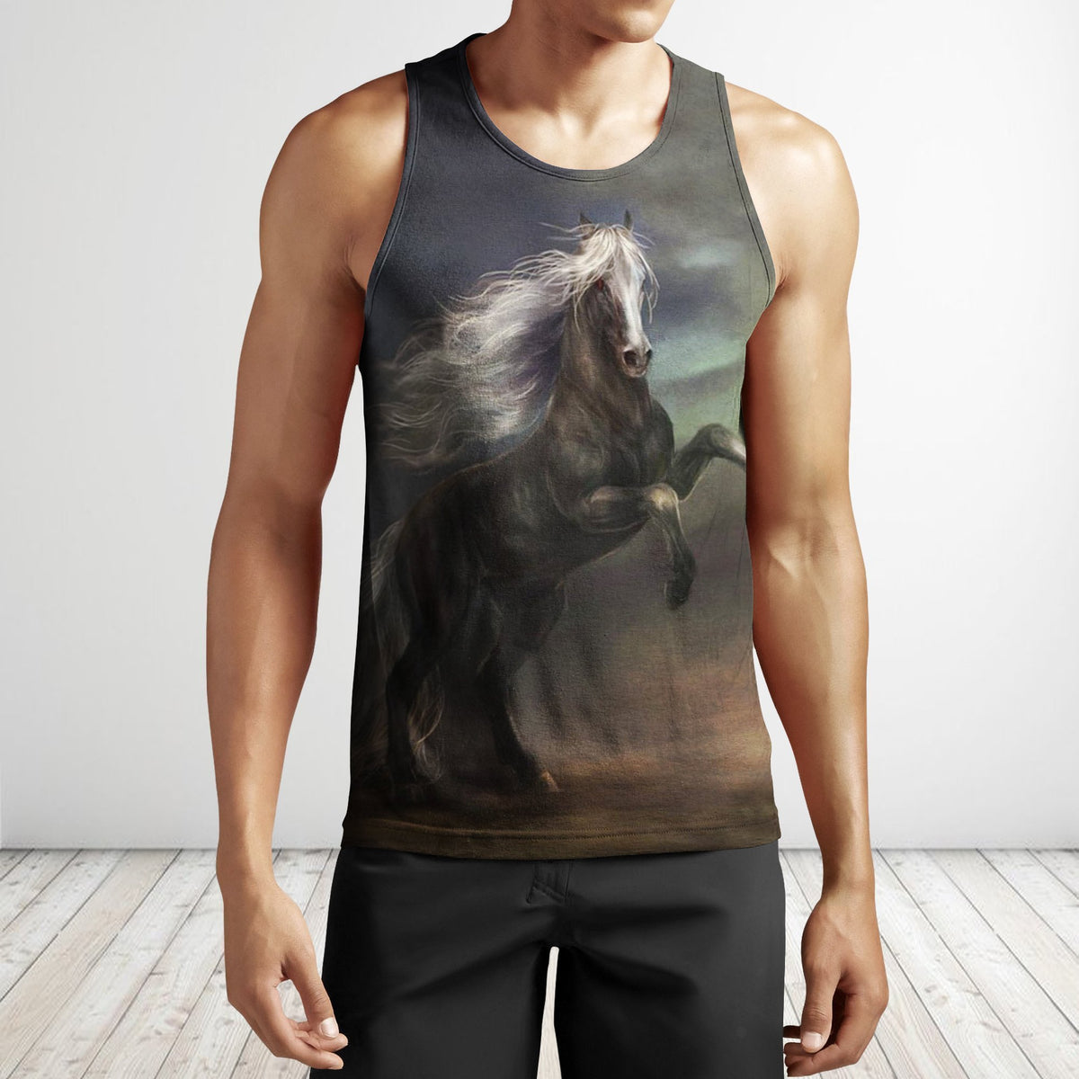 3D All Over Print Black Horse In The Dark Shirts-Apparel-Phaethon-Tank Top-S-Vibe Cosy™