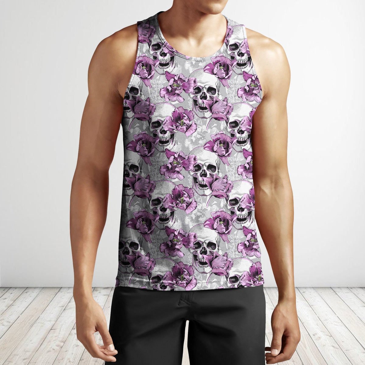 3D All Over Print Skull And Violet flower Shirts-Apparel-Phaethon-Tank Top-S-Vibe Cosy™