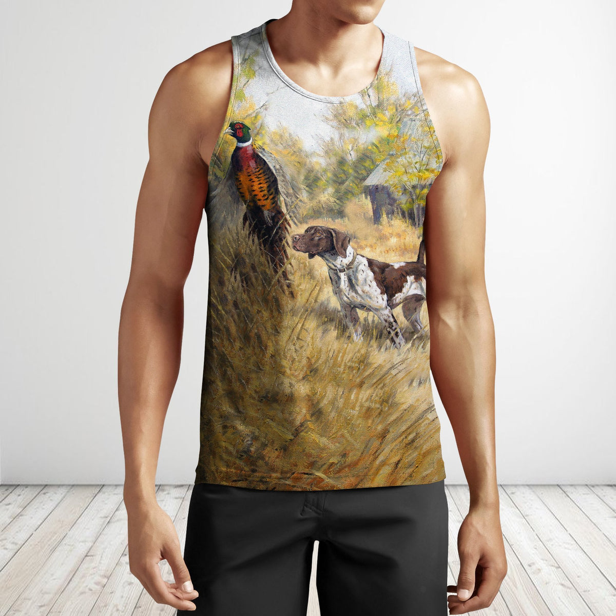 3D All Over Print 3 Hunting Dog Pheasant Hoodie-Apparel-Phaethon-Tank Top-S-Vibe Cosy™