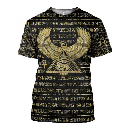 3D Printed Egyptian Eye of Horus and Hieroglyphs Clothes Shirt Hoodie MP120302-Apparel-MP-T-Shirt-S-Vibe Cosy™