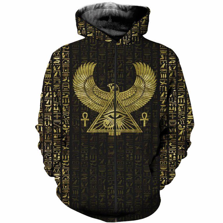 3D Printed Egyptian Eye of Horus and Hieroglyphs Clothes-Apparel-MP-Zipped Hoodie-S-Vibe Cosy™