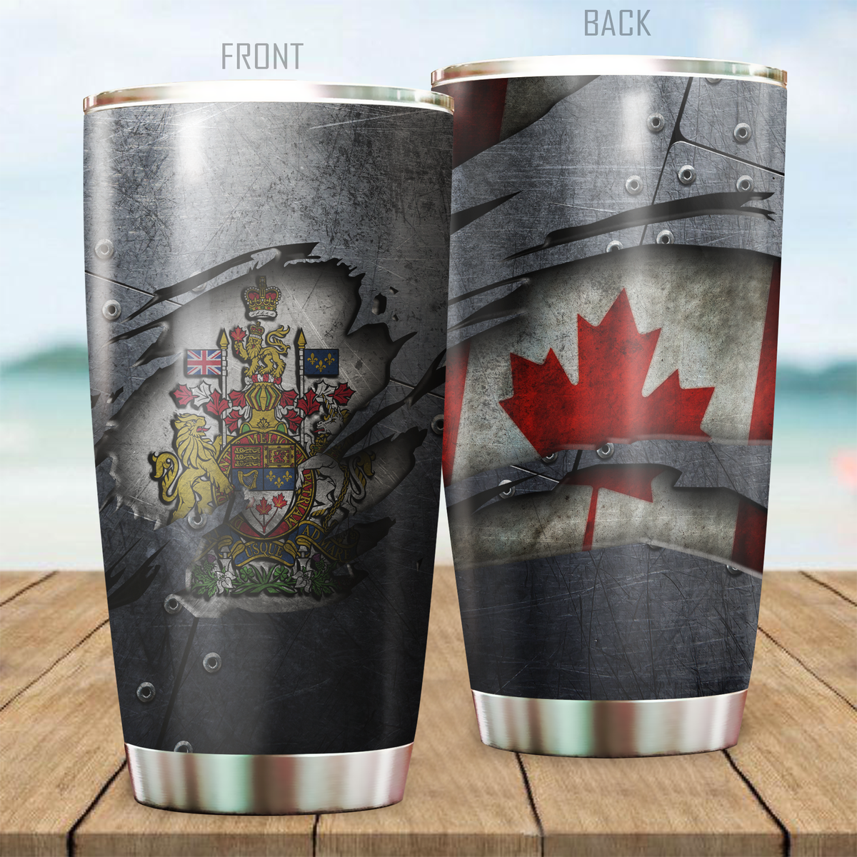 Canadian Veteran Coat of Arms Stainless Steel Tumbler SN17032103.S1