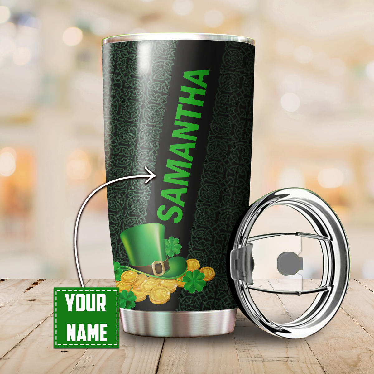 Irish Black Girl Stainless Steel Tumbler  Custom Name XT