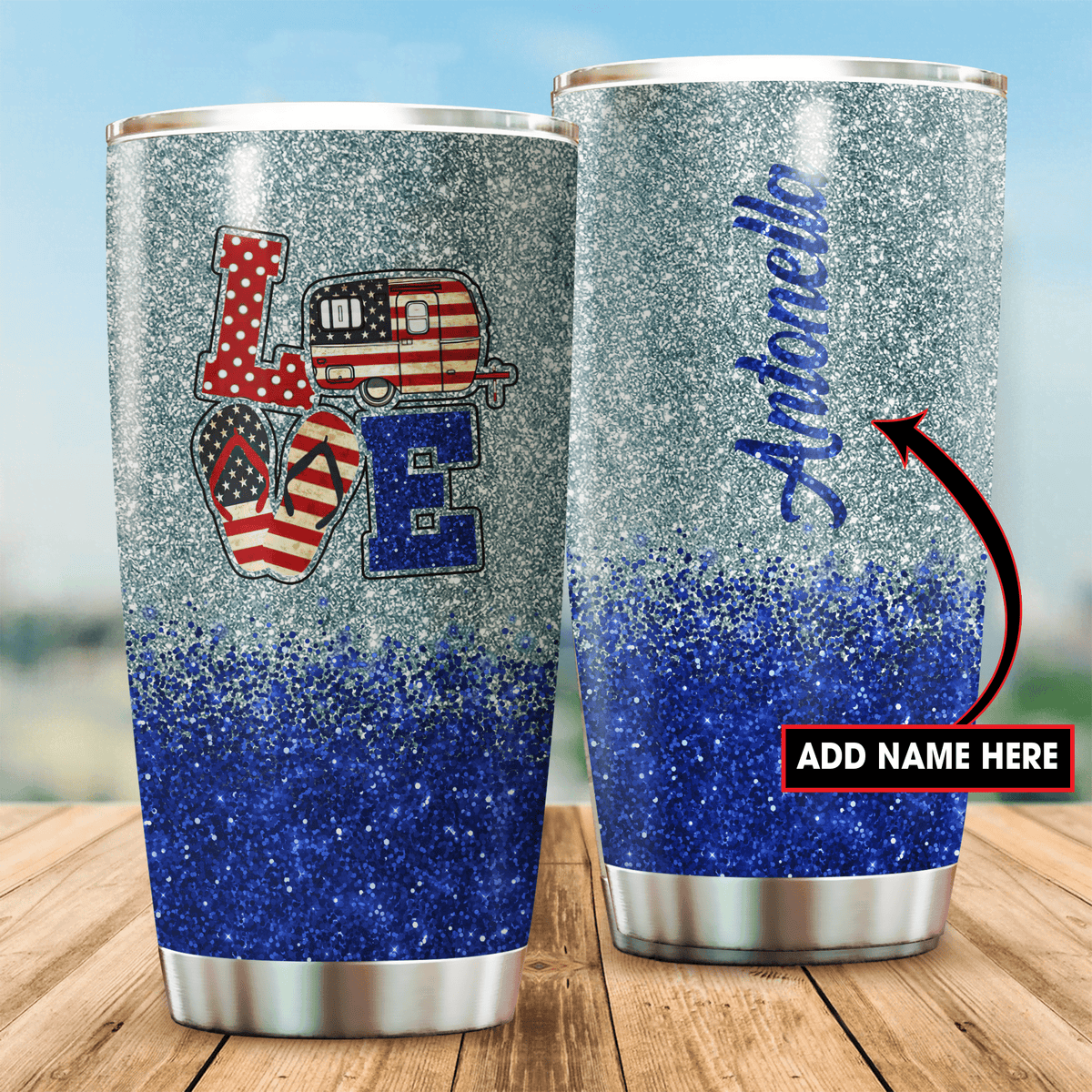 Custom Name Camping Steel Tumbler
