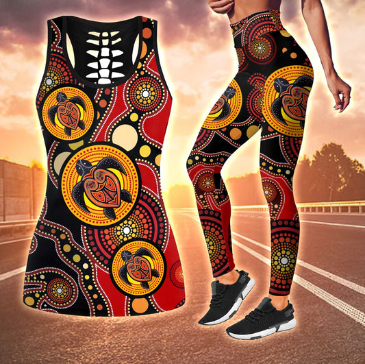 Aboriginal Australia Indigenous Turtles Painting Art Combo (Legging+Tank) TR2506203S-Apparel-Huyencass-S-S-Vibe Cosy™