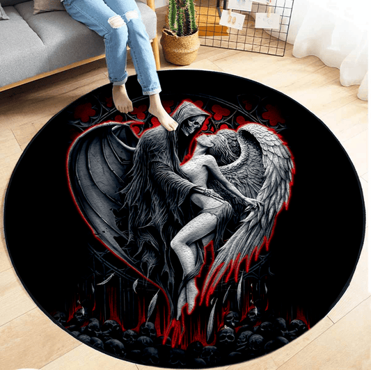 Skull and Beauty Circle Rug