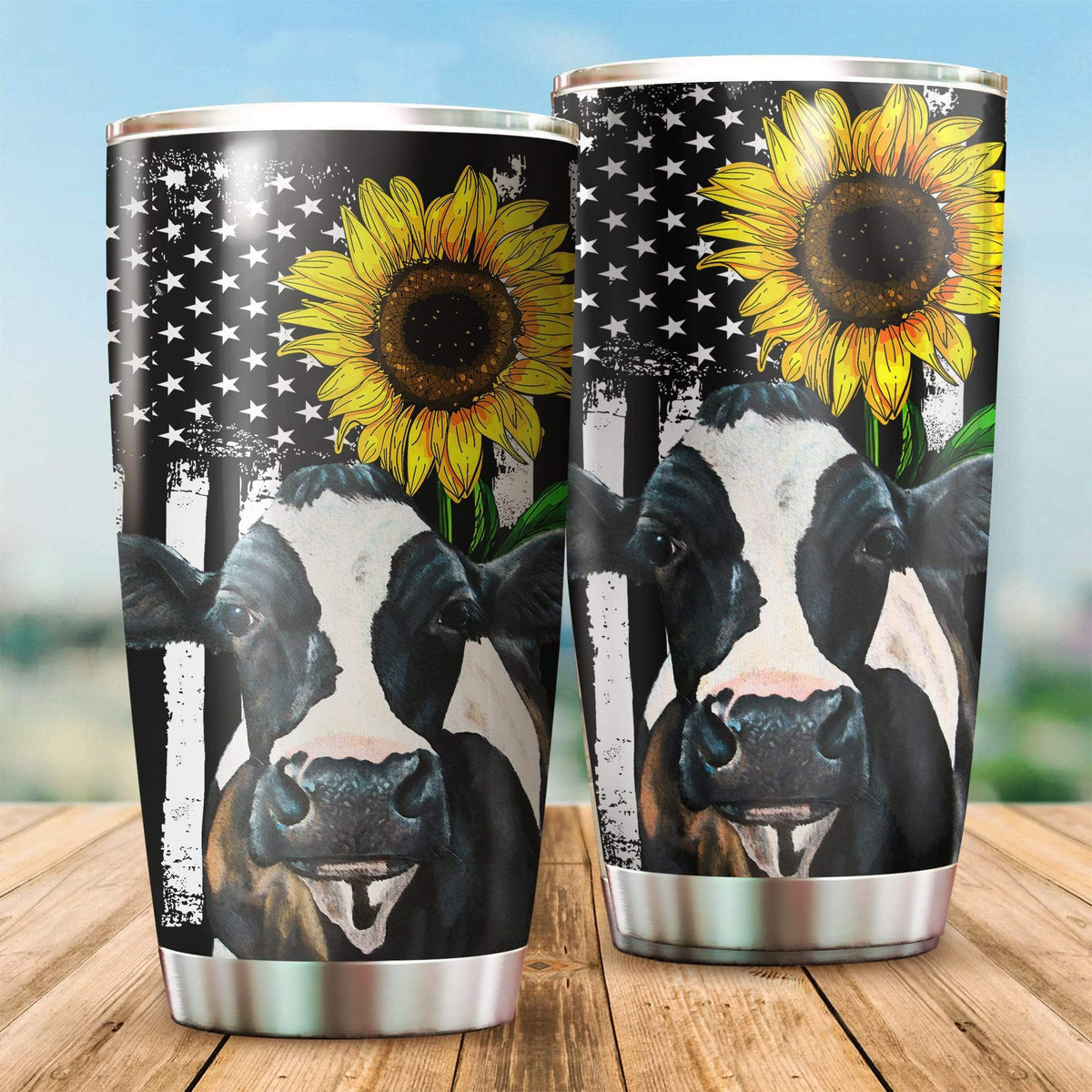 Beautiful Cow and Sunflower Tumbler Premium MEI09192001