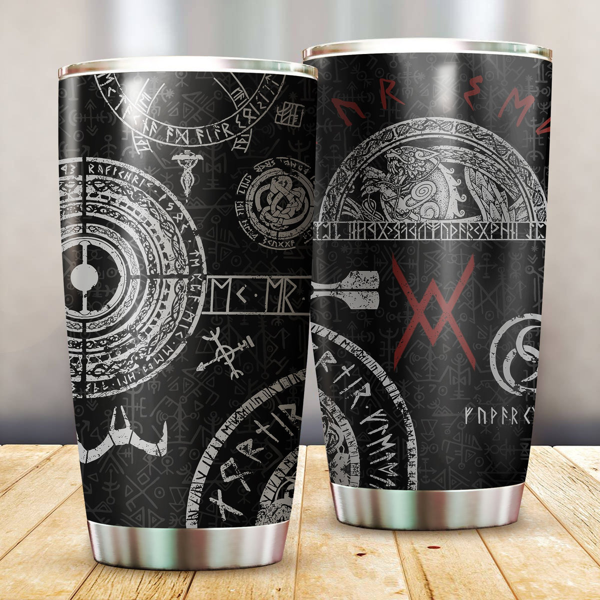 Vikings Tattoo Style Tumbler-HP Arts-Vibe Cosy™