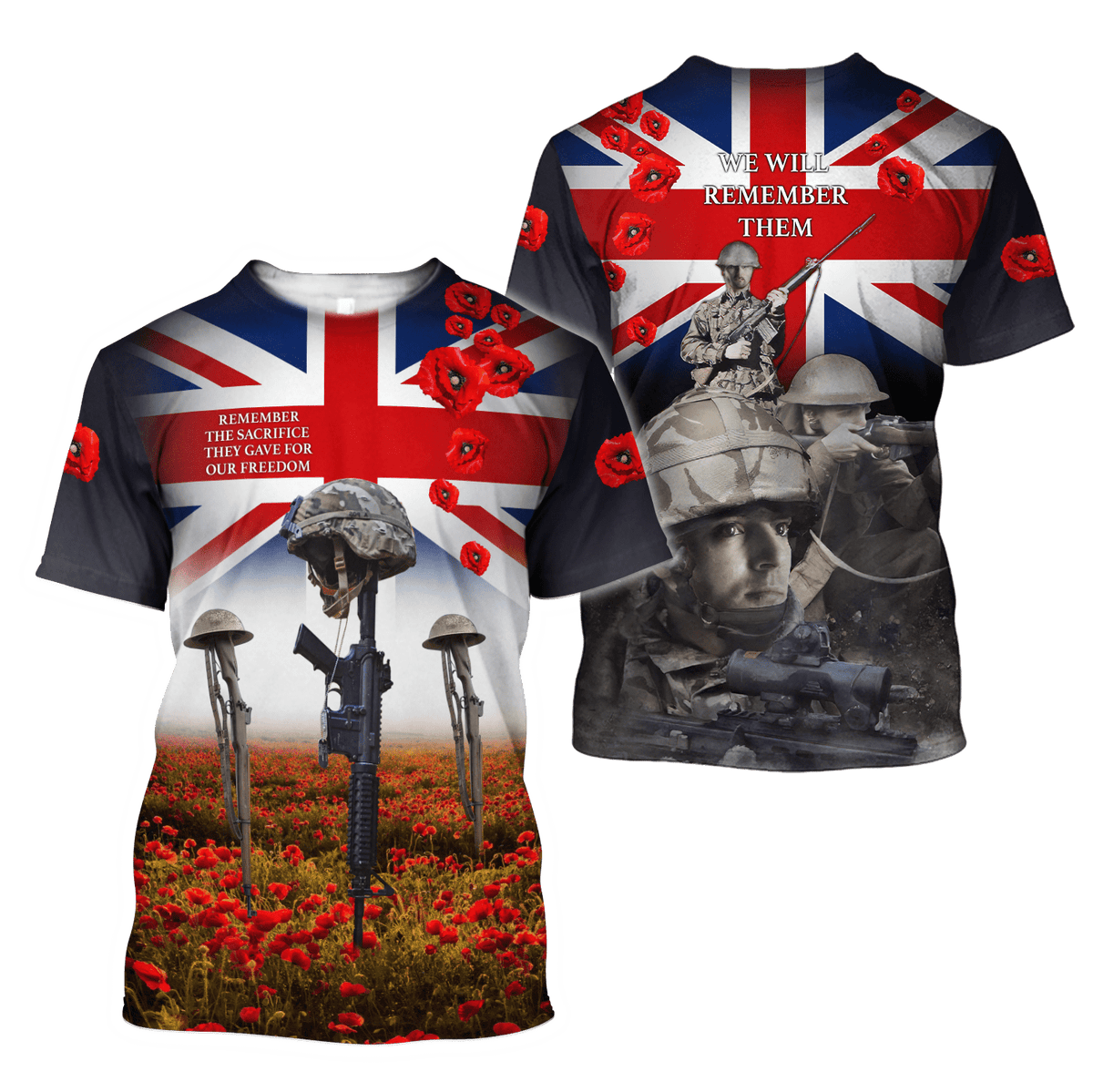 Remembrance Day Lest We Forget 3D All Over Printed Unisex Shirts