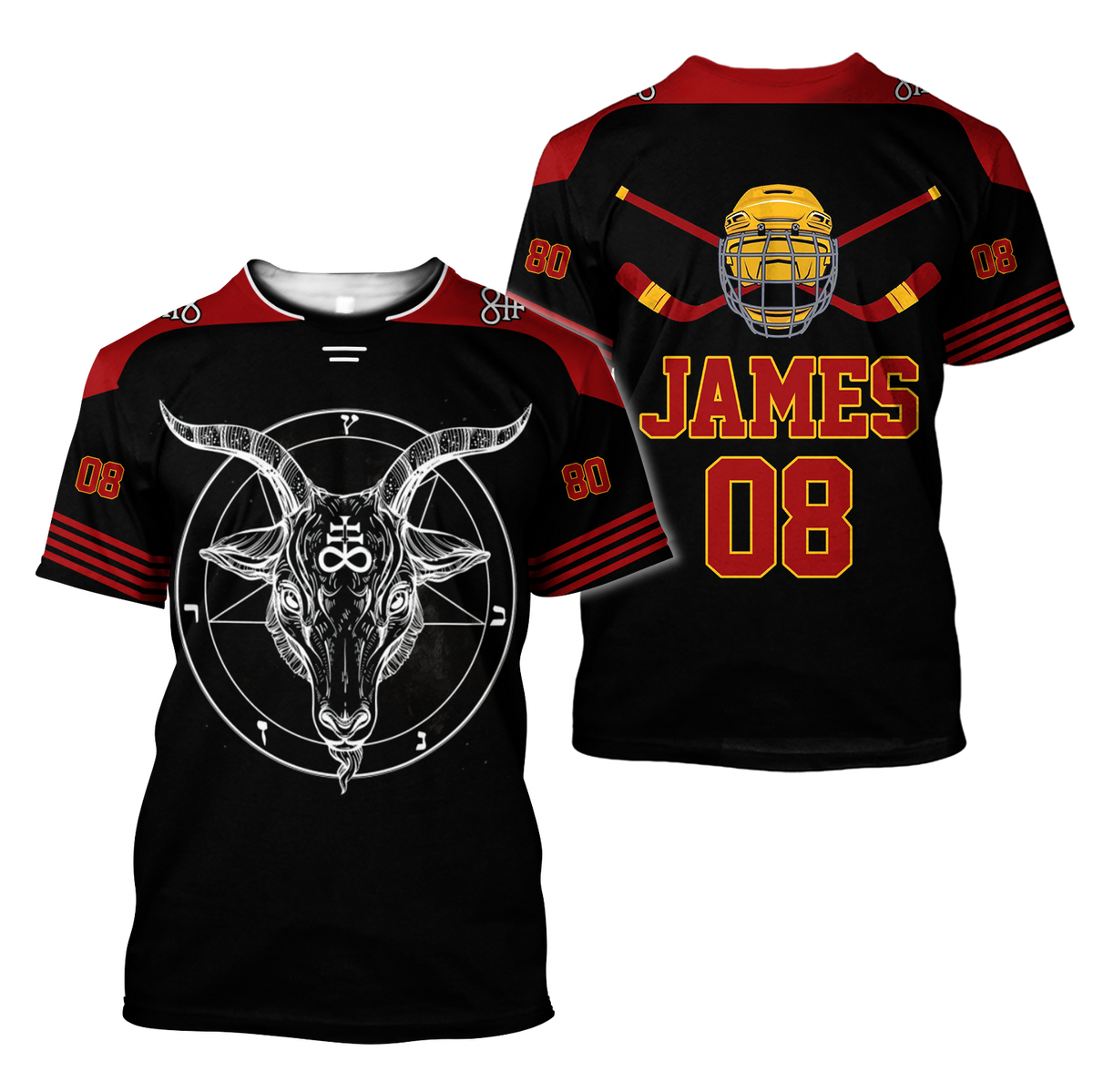3D All Over Printed Hockey Satanic Unisex Shirts Custom Name Custom number  XT