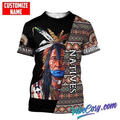 Customized Name Native American 3D All Over Printed Unisex Shirts