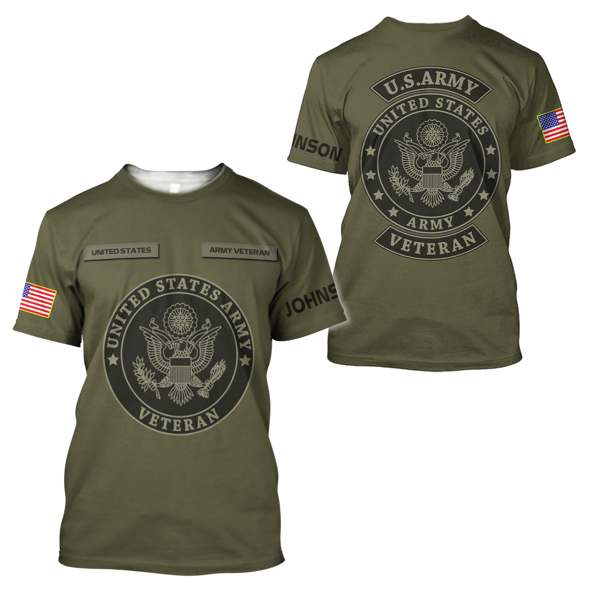 US Veteran Persionalized Name 3D All Over Printed Unisex Hoodie