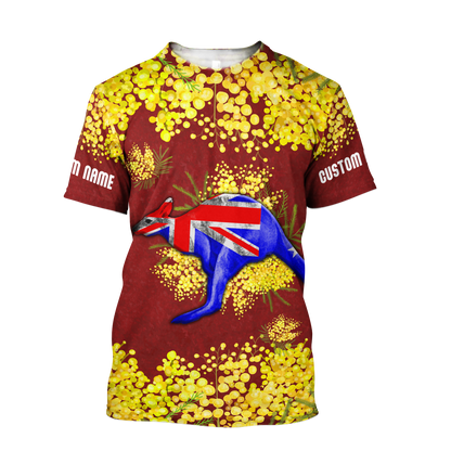 Custom name Australia Kangaroo Golden Wattle shirts