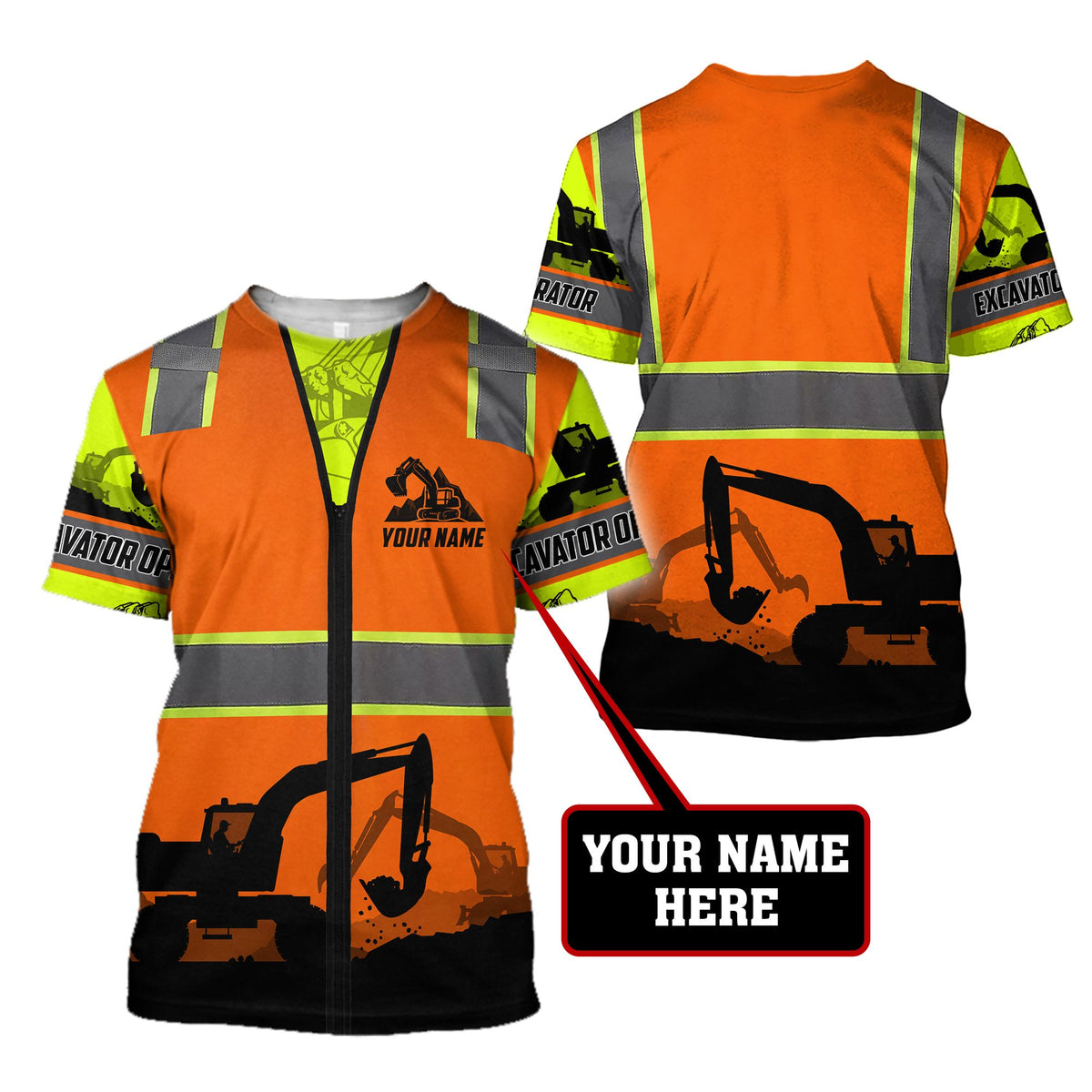Premium Personalized 3D Printed Excavator Operator Shirts MEI