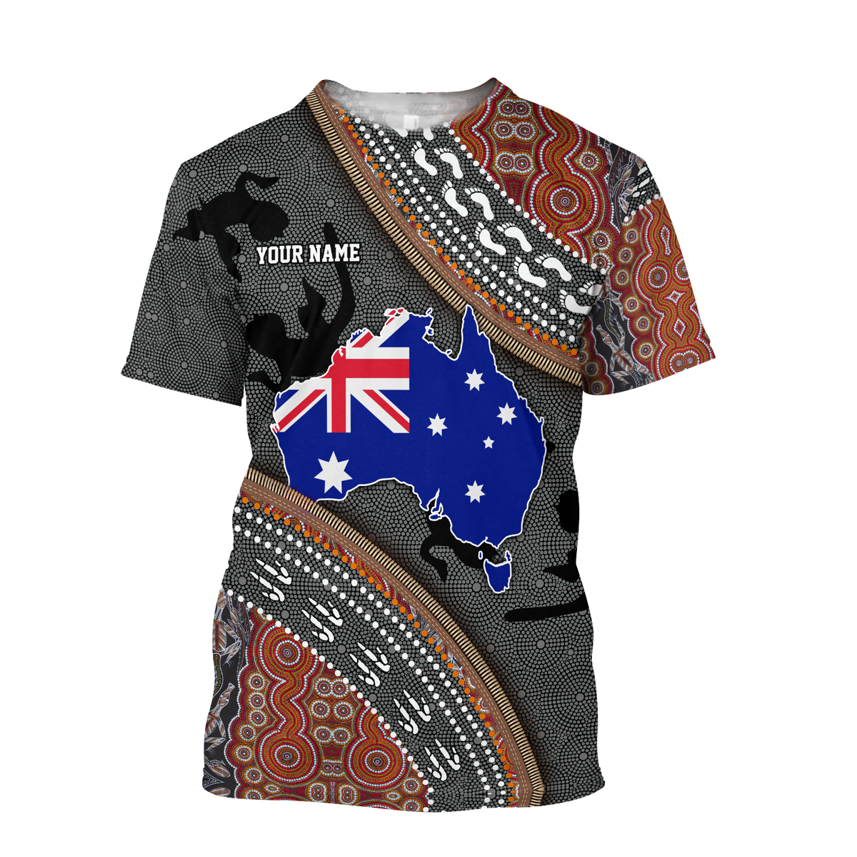 Custom name Australian Flag Aboriginal dots Zip pattern 3D printed shirts