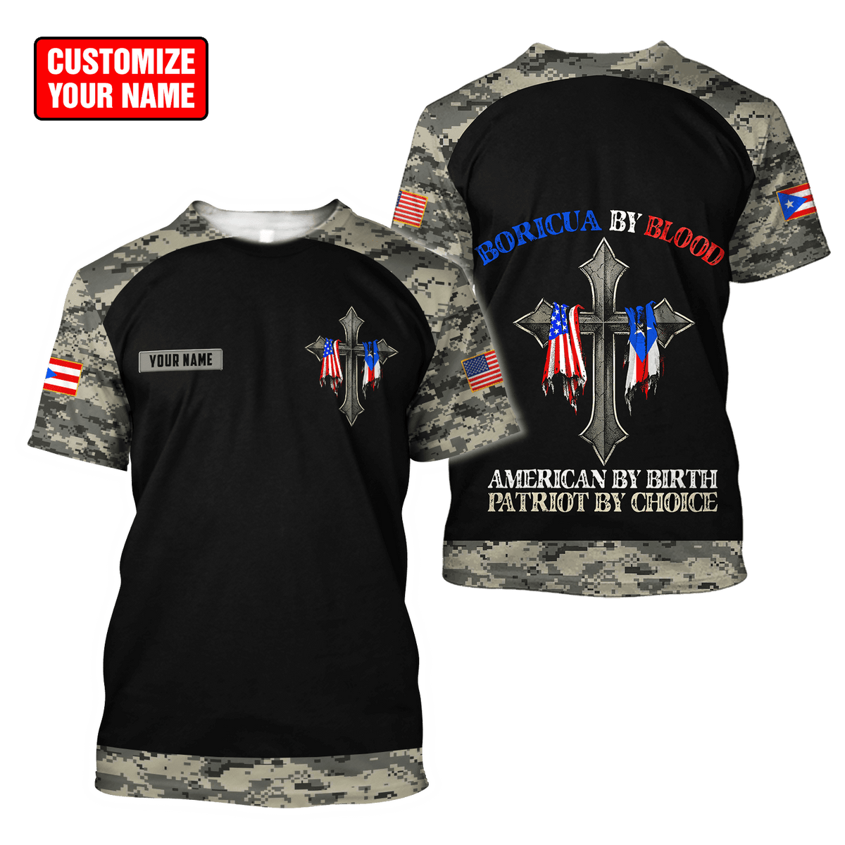 Customize Name Puerto Rico 3D All Over Printed Unisex Shirts