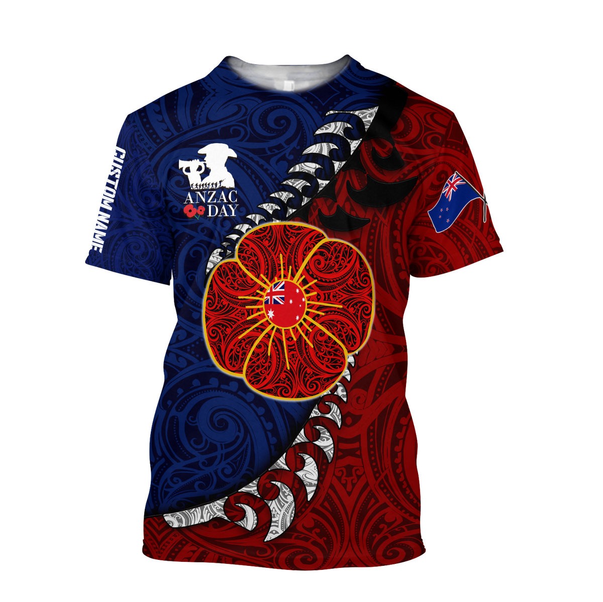 Anzac day poppy flower lest we forget custom name 3d print shirts