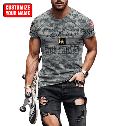 US Army Veteran Personalized Name 3D All Over Printed Unisex Hoodie