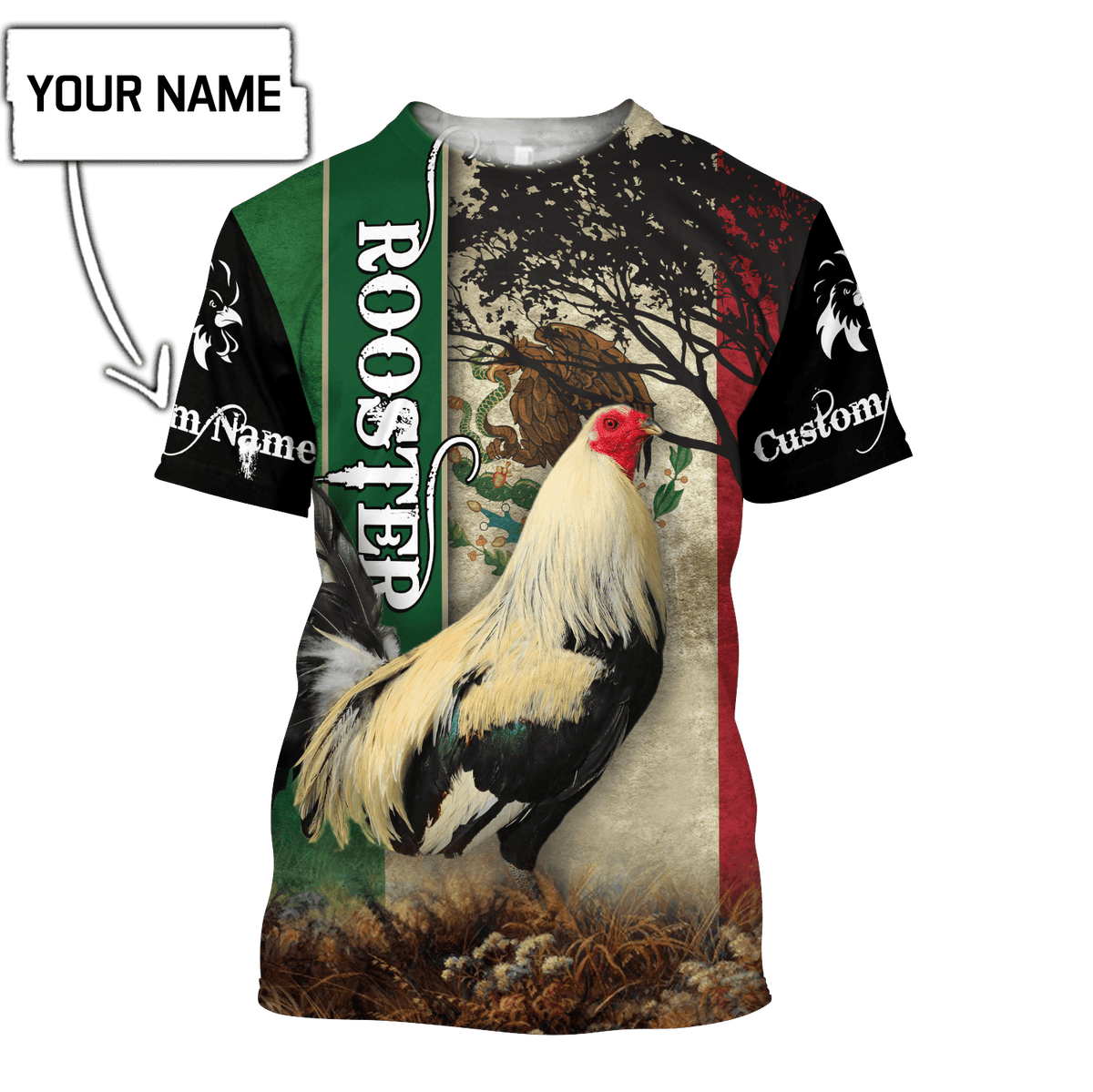 Personalized Name Rooster Mexico 3D All Over Printed Hoodie