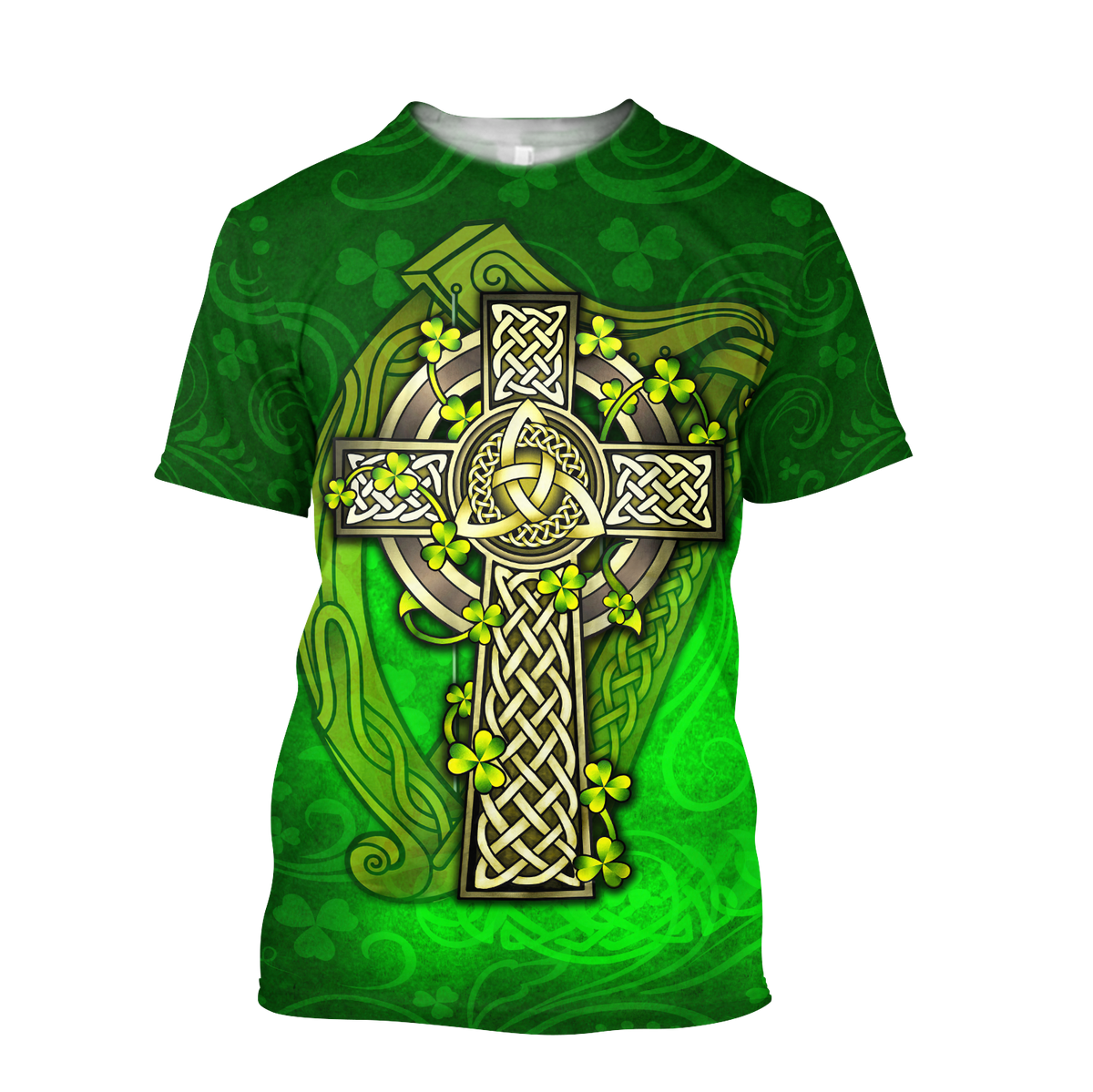 Premium Unisex Hoodie Irish St.Patrick  Celtic Cross And The Irish Harp ML