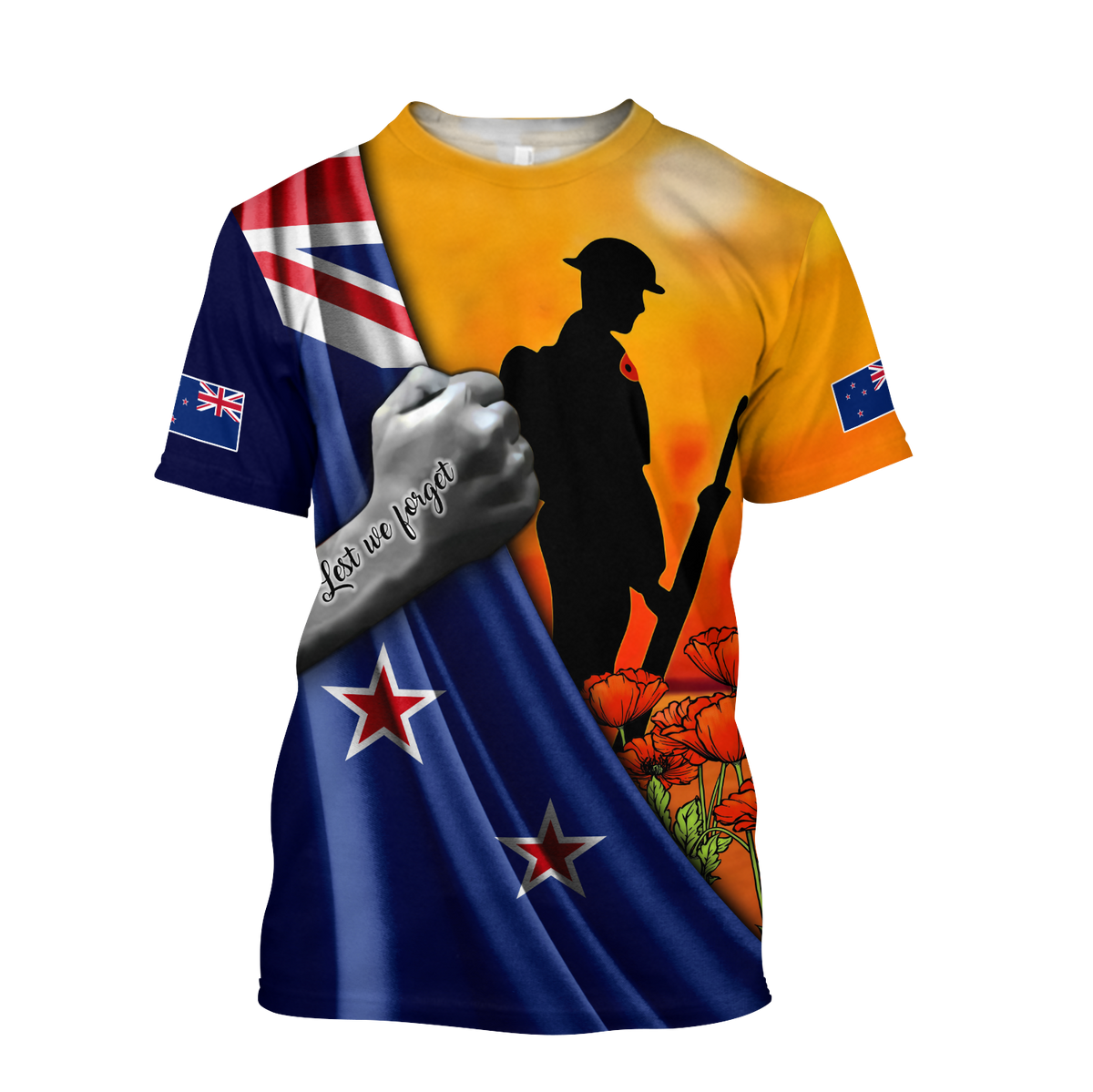 Lest we forget New Zealand Veteran 3D print shirt