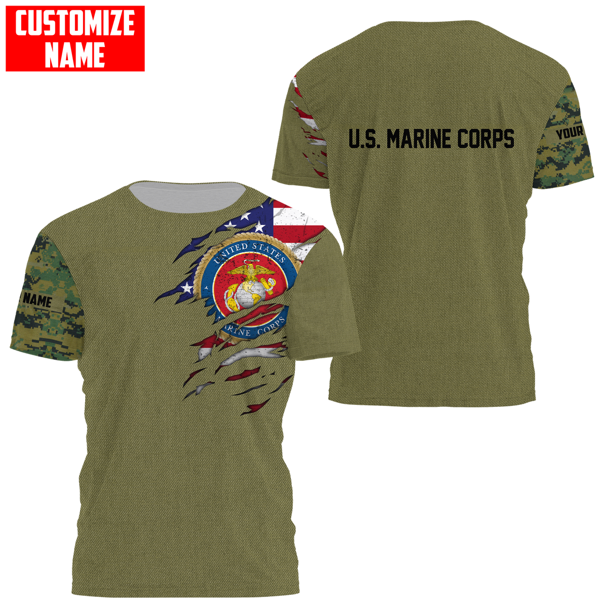 Custom name Soldier US Marine Corps 3d all over printed shirt hoodie MH06072107
