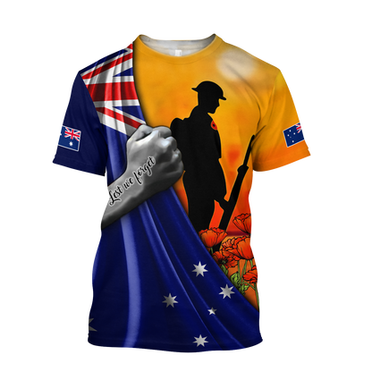 Lest we forget Australia Veteran 3D print shirt