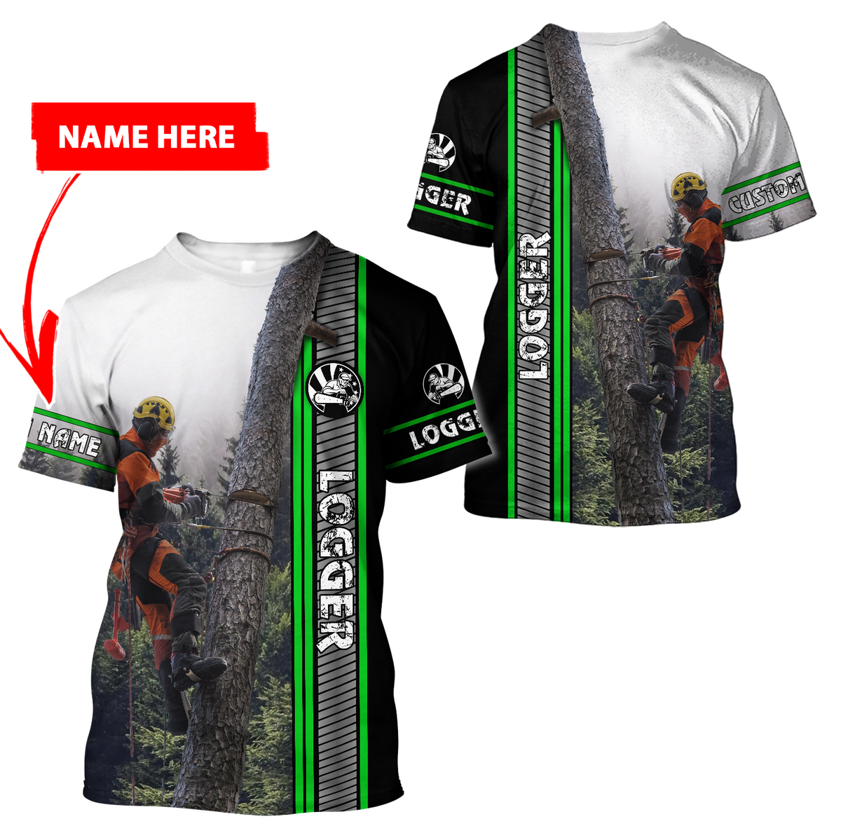 Premium Personalized Unisex 3D Printed Logger Shirts MEI
