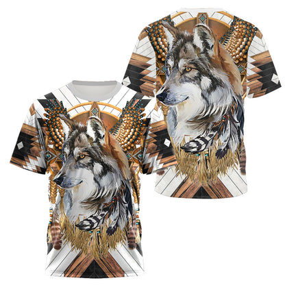 Love Wolf Native American 3D All Over Printed Shirts for Women