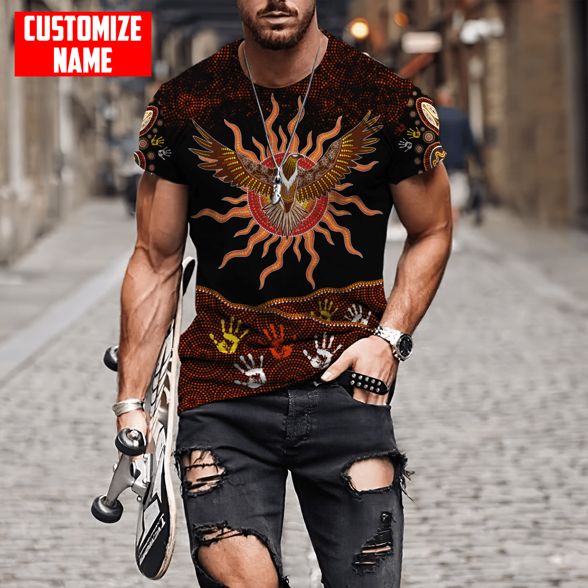 Aboriginal Wedge tailed Eagle Custom Name 3D Printed Shirts