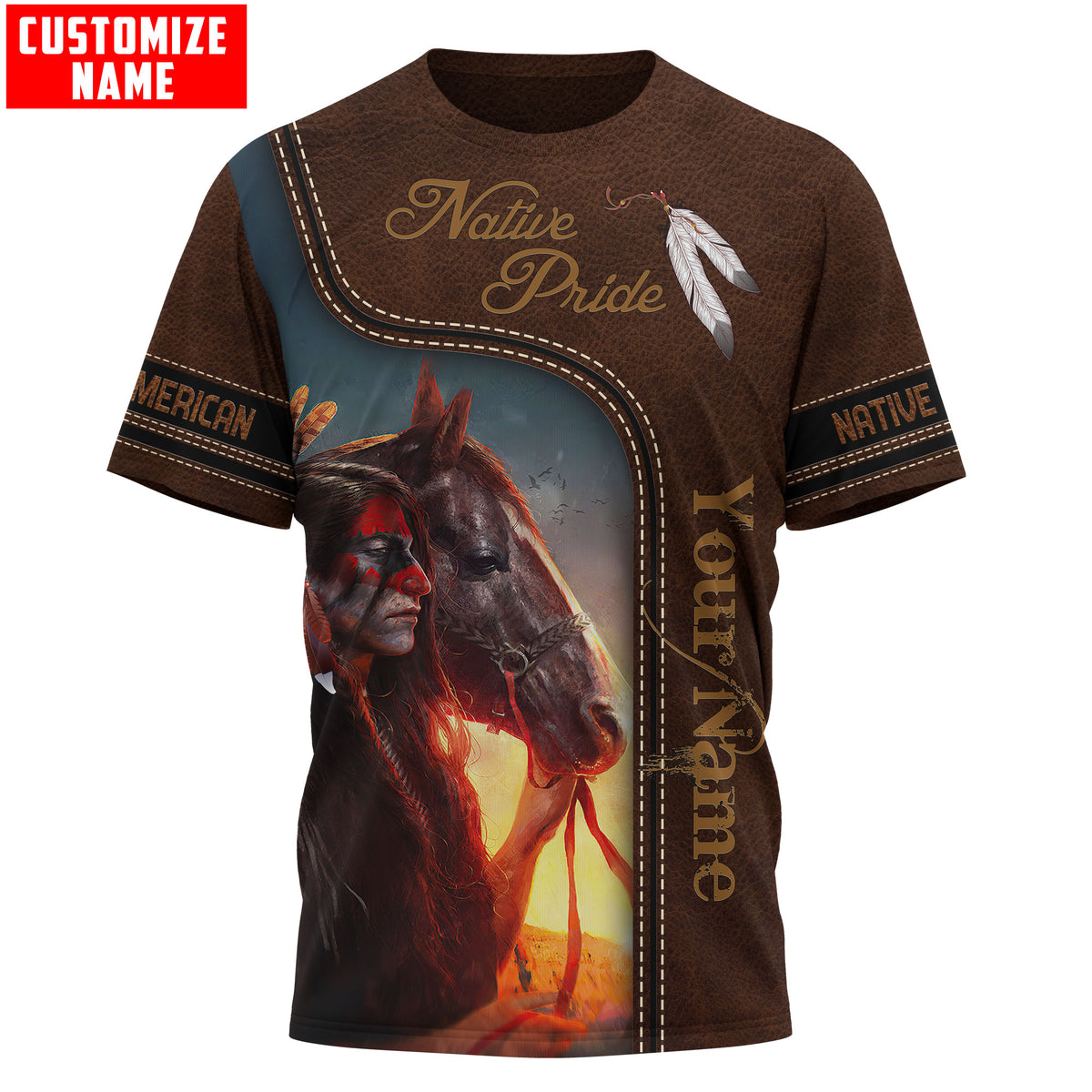 Customized name Native American 3D All Over Printed Unisex Shirts