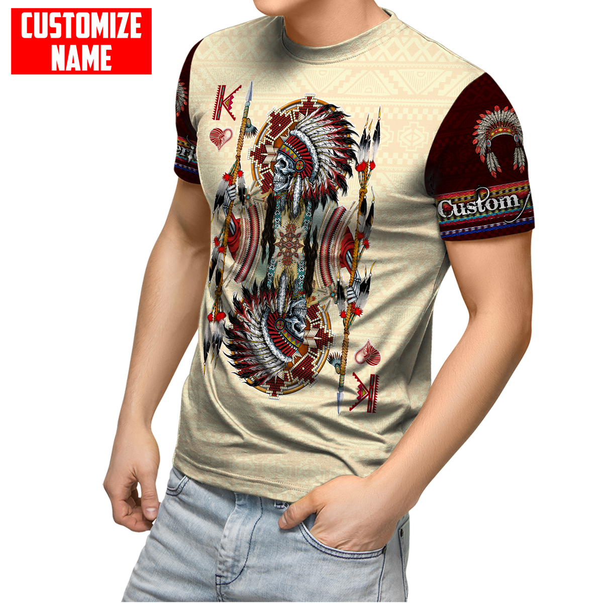 Customized name Native American 3D All Over Printed Combo T-Shirt BoardShorts
