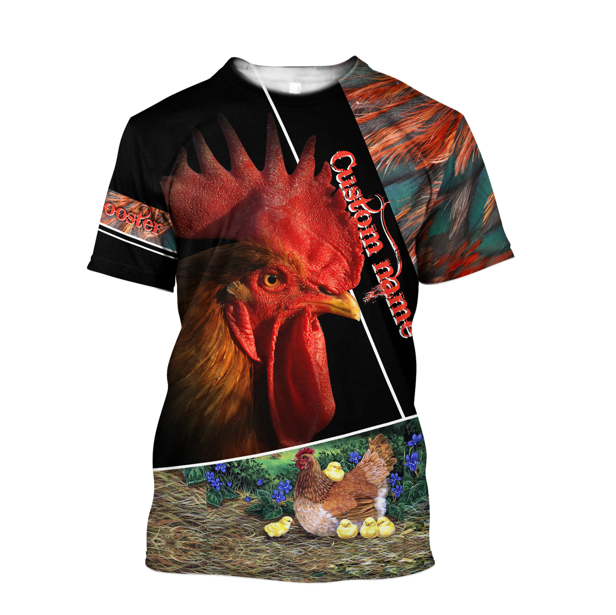 Premium Rooster Customize Name 3D Printed Unisex Shirts