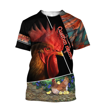 Premium Rooster Customize Name 3D Printed Unisex Shirts