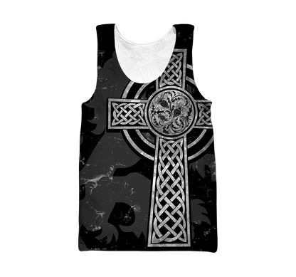 Scottish Thristle Celtic Cross grey ver3 Hoodie AZ210204-Apparel-PL8386-Tank Top-S-Vibe Cosy™