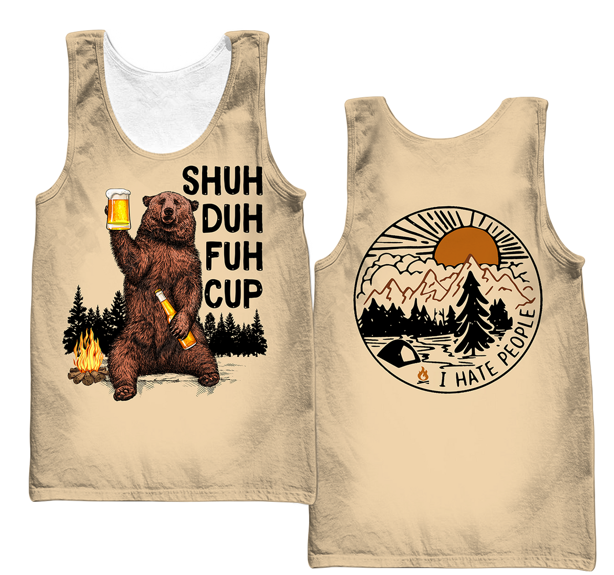 Shuh Duh Fuh Up - Camping Bear B103-Apparel-NNK-Tank Top-S-Vibe Cosy™