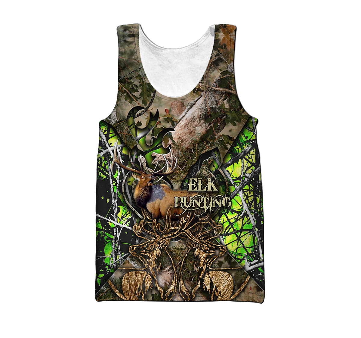 Elk Hunting Camo 3D Over Printed Unisex Deluxe Hoodie ML