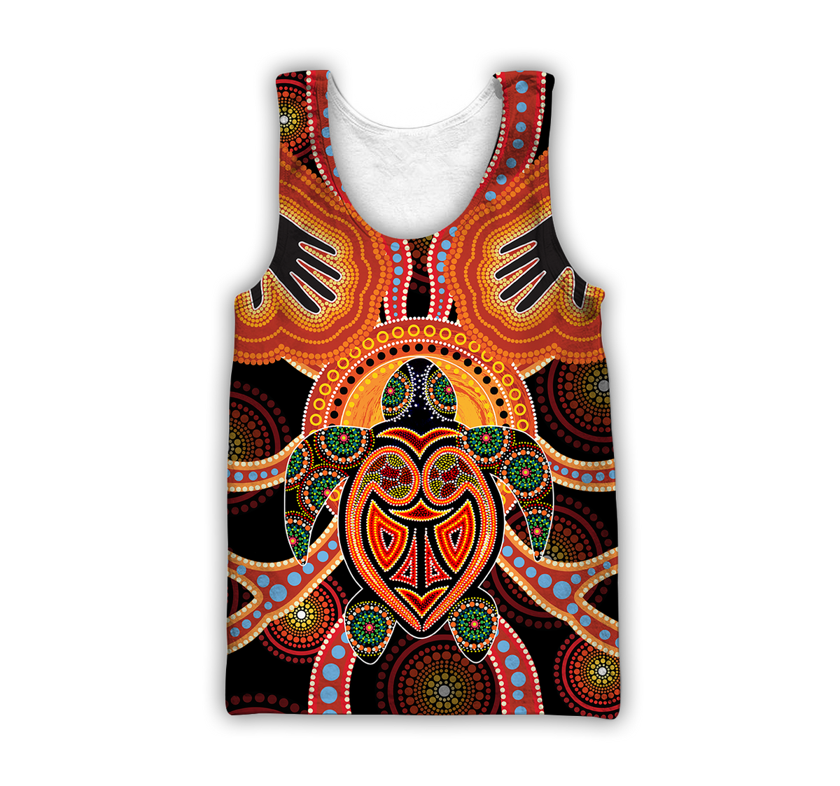 Aboriginal Turtle Touch the Sun Bedding Set, Australia Indigenous Painting Art shirts for men and women-Apparel-Huyencass-Tank Top-S-Vibe Cosy™