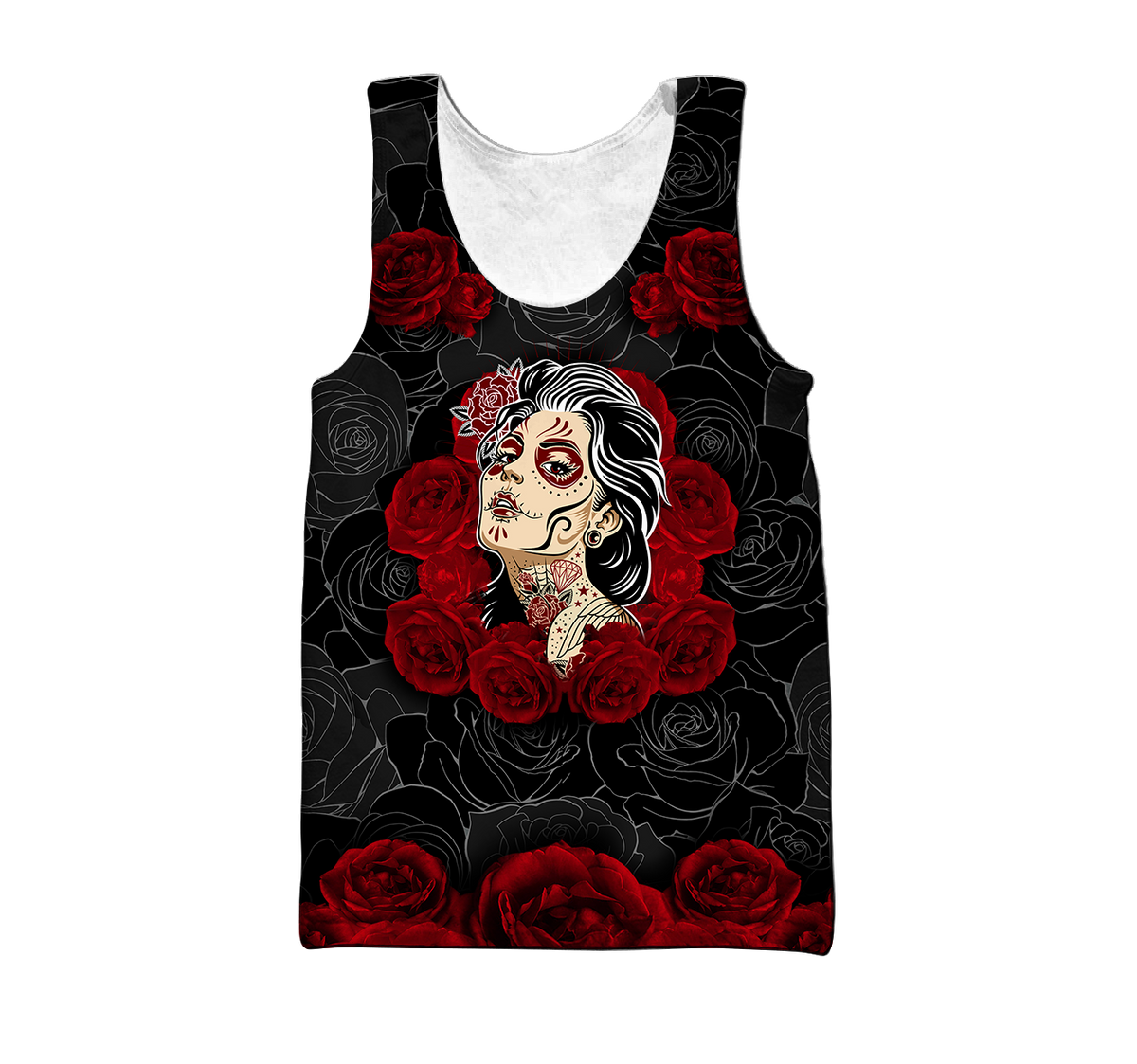 Love Rose And Skull 3D all over for man and women QB05122001-Apparel-PL8386-Tank Top-S-Vibe Cosy™