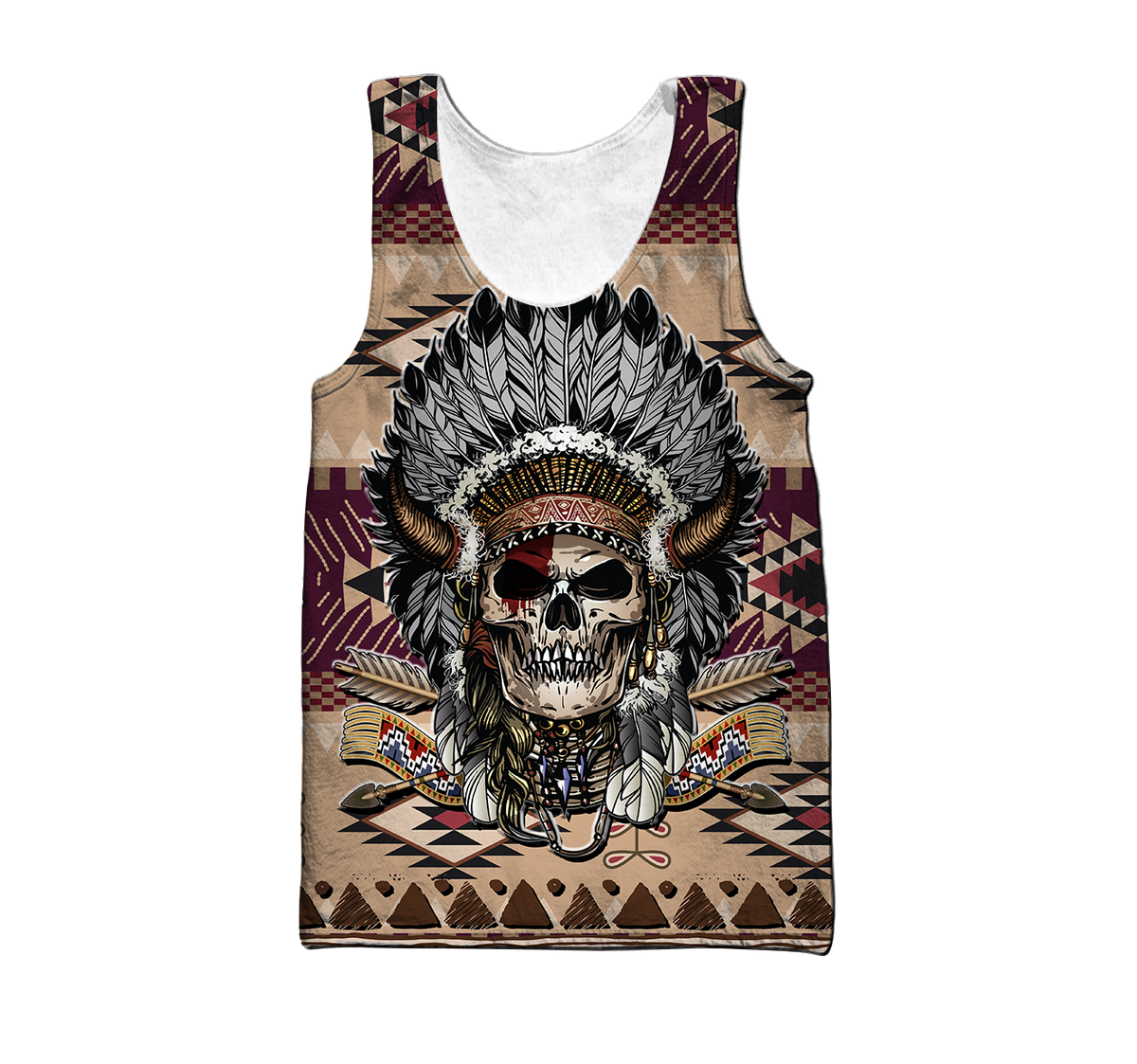 Love Skull native 3D all over printed for man and women QB06062004-Apparel-PL8386-Tank Top-S-Vibe Cosy™