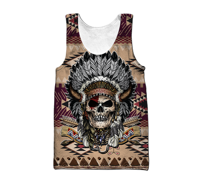Love Skull native 3D all over printed for man and women QB06062004-Apparel-PL8386-Tank Top-S-Vibe Cosy™