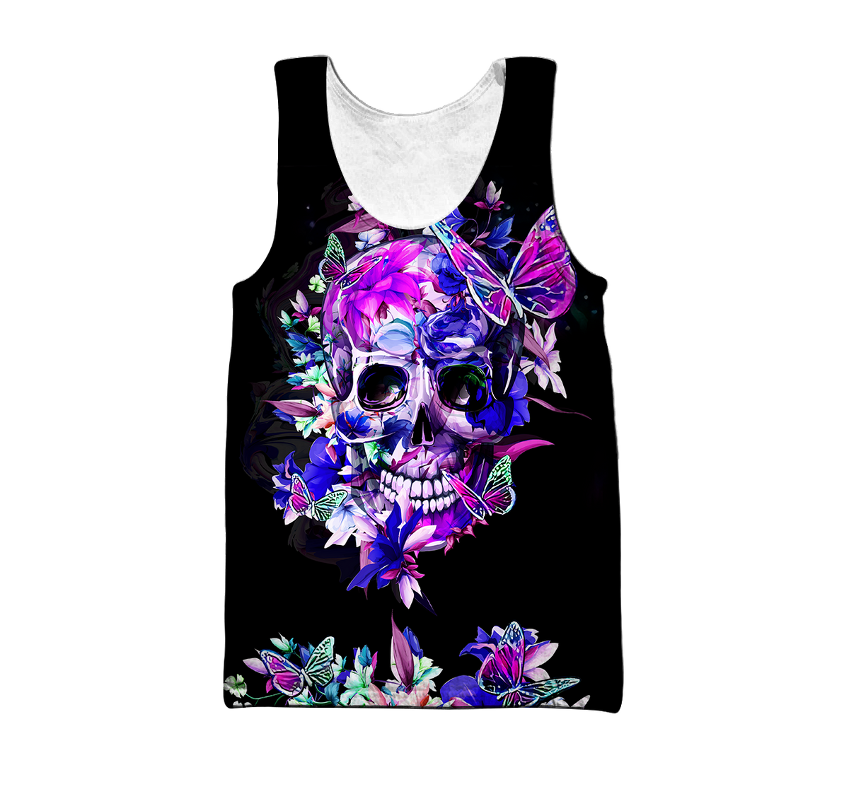 Butterfly Love Skull 3D all over printed for man and women QB05252002-Apparel-PL8386-Tank Top-S-Vibe Cosy™