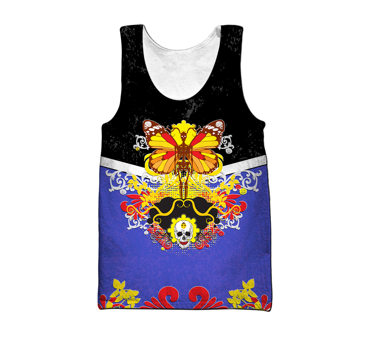 Butterfly Love Skull 3D all over printed for man and women QB05192002-Apparel-PL8386-Tank Top-S-Vibe Cosy™
