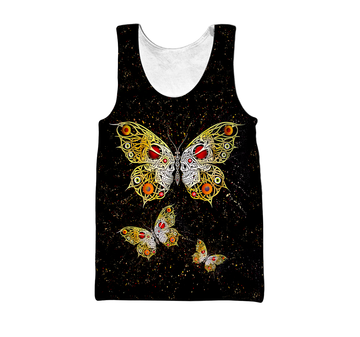 Butterfly Love Skull 3D all over printed for man and women QB05202001-Apparel-PL8386-Tank Top-S-Vibe Cosy™