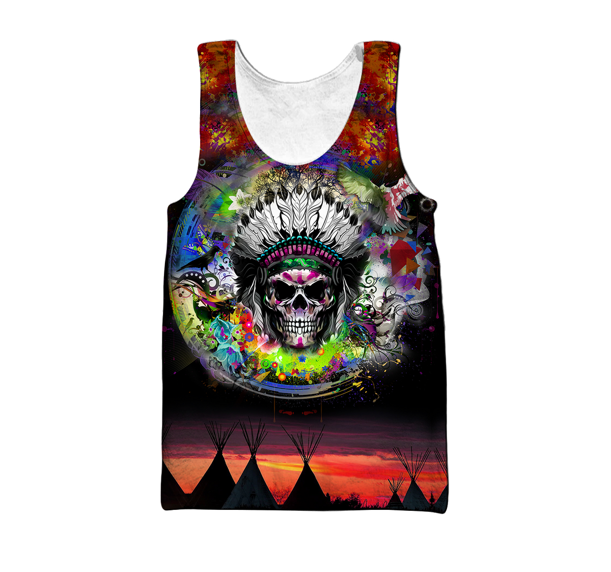 Love Skull native 3D all over printed for man and women QB06082002-Apparel-PL8386-Tank Top-S-Vibe Cosy™