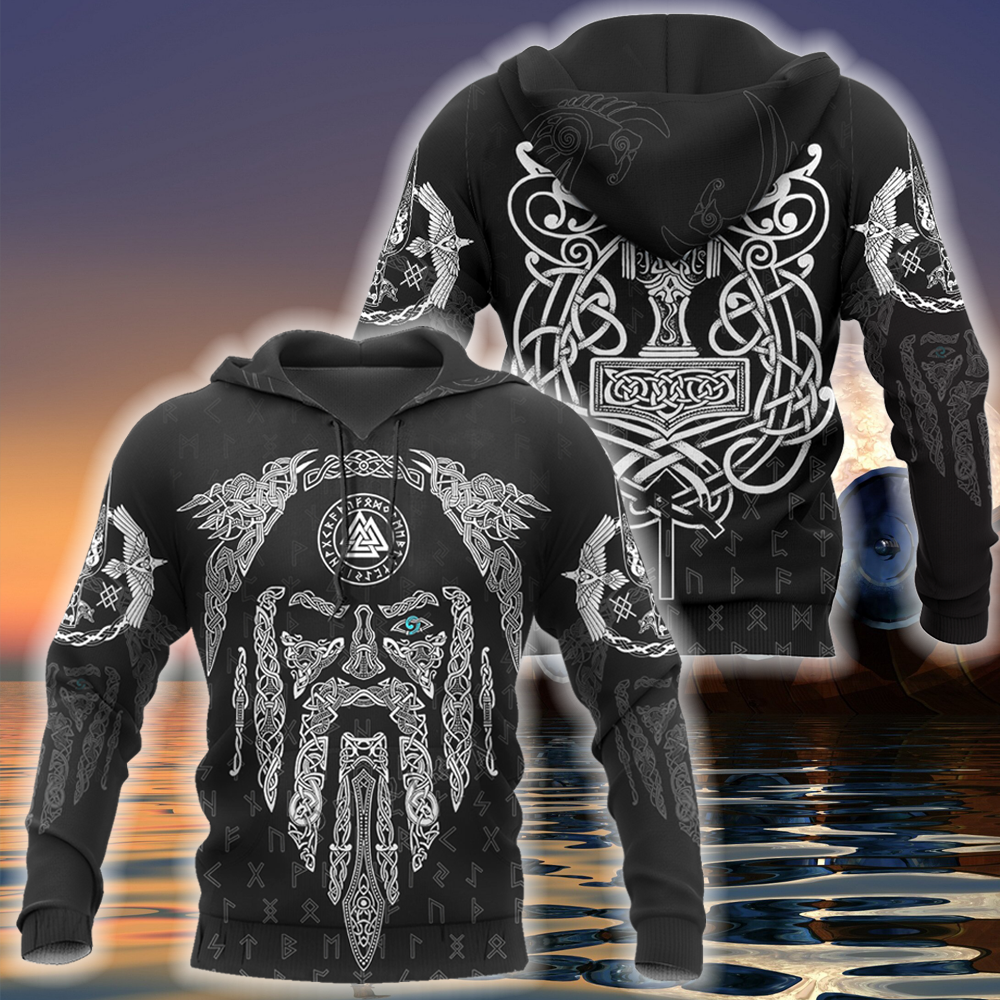 3D All Over Printed Raven And Odin version 1.0-Apparel-HP Arts-Hoodie-S-Vibe Cosy™